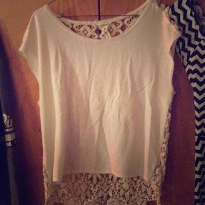 Cotton blouse with lace like open back